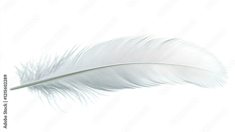 Fototapeta premium White feather floating isolated on transparent background. Cutout.