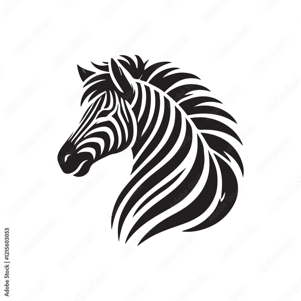 Fototapeta premium Black Color Zebra silhouette design Vector Illustration, Solid White Background (3).eps