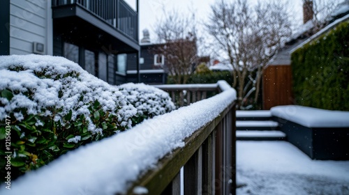 Wallpaper Mural Winter snow blankets a serene backyard with snow-covered hedges and a peaceful atmosphere Torontodigital.ca