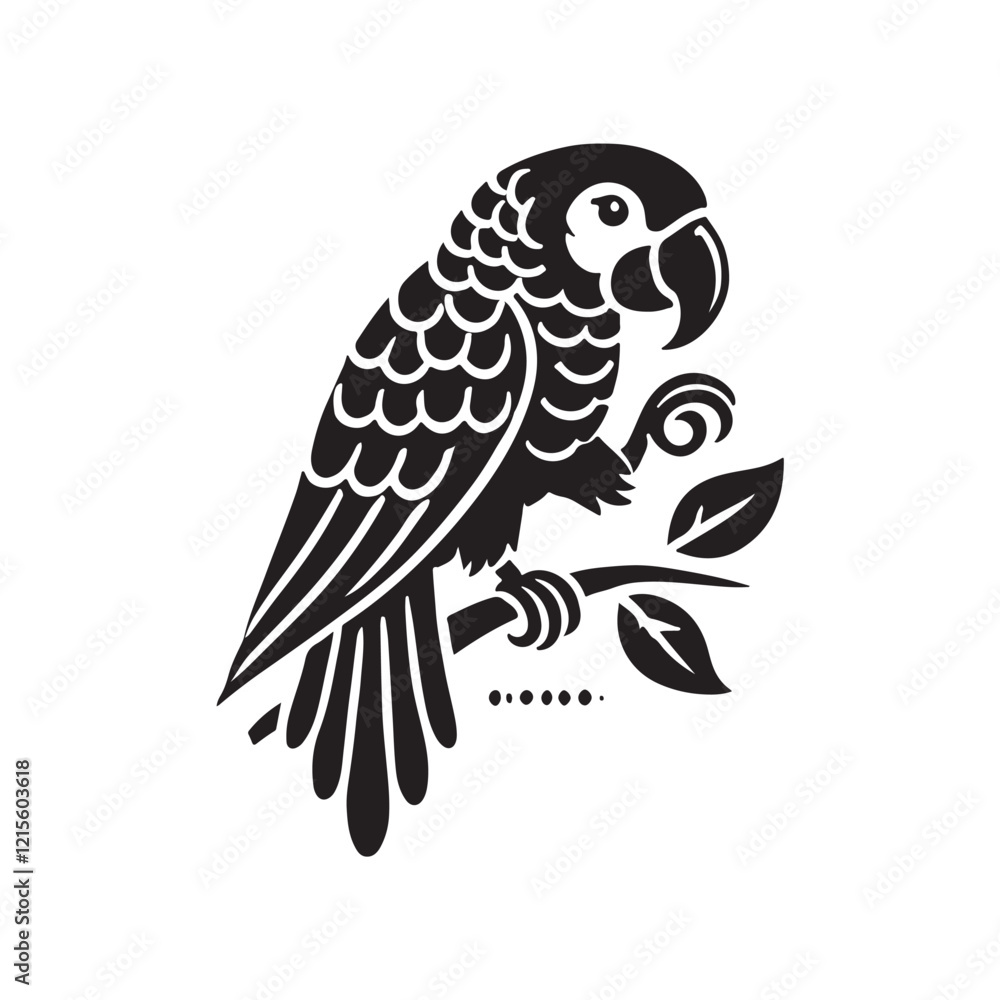 Fototapeta premium Parrot silhouette design Vector Illustration, Solid White Background (1).eps