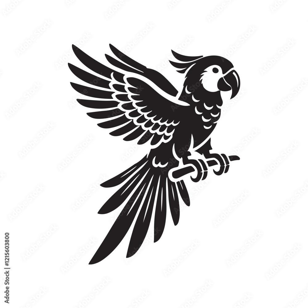Obraz premium Parrot silhouette design Vector Illustration, Solid White Background (3).eps