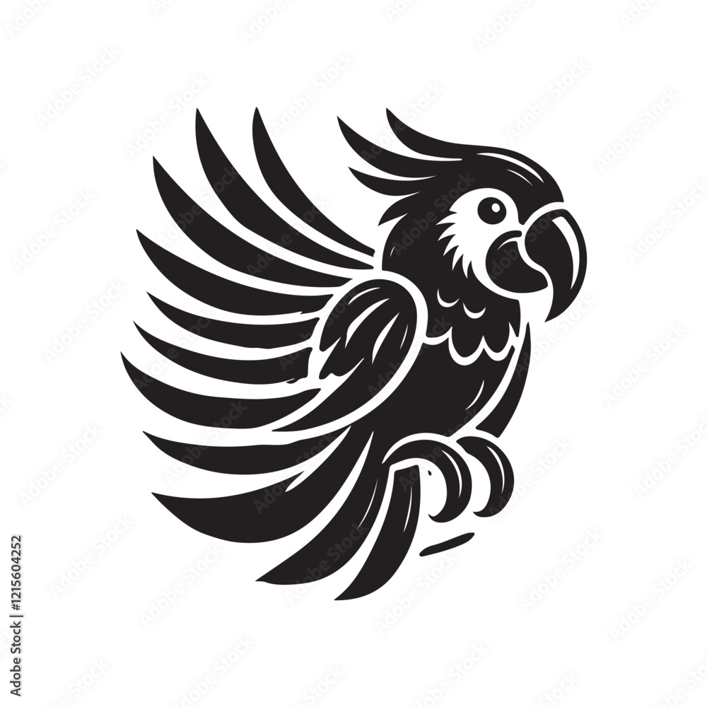 Fototapeta premium Parrot silhouette design Vector Illustration, Solid White Background (8).eps