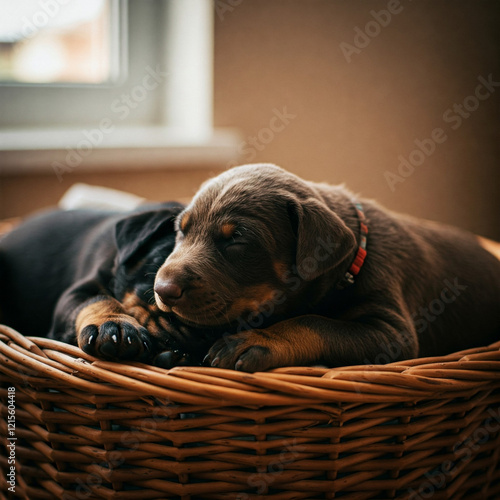 cachorros de doberman durmiendo
