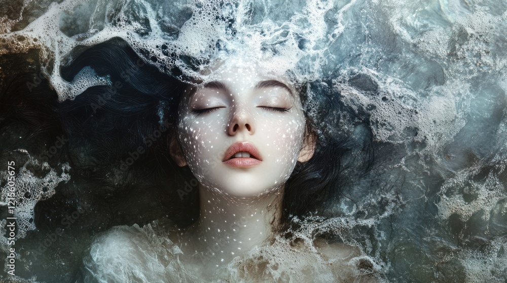 Obraz premium Ocean's Embrace: A Serene Underwater Portrait