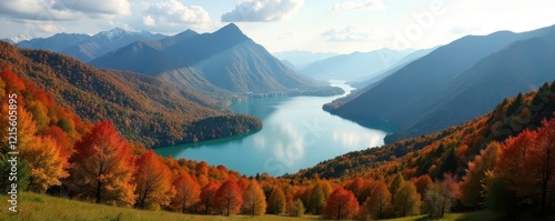 Autumn foliage, Lake W?rth panorama from Pyramidenkogel , autumn, beautiful, photography photo