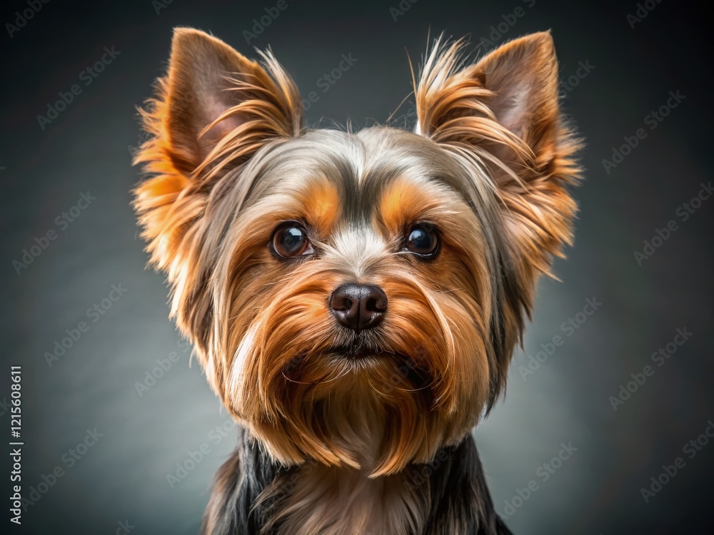 Yorkshire Terrier Dog Side Profile Portrait, Empty Copy Space Background, Pet Photography Yorkshire Terrier Dog Side Profile Portrait, Empty Copy Space Background, Pet Photography