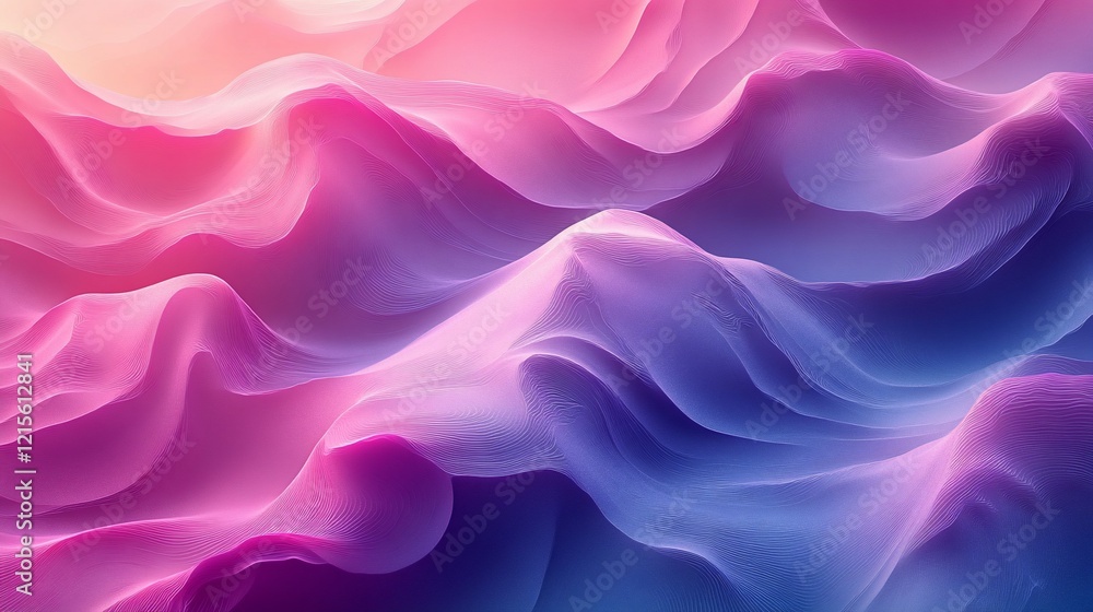 Obraz premium Abstract pastel pink, purple, and blue wave background.