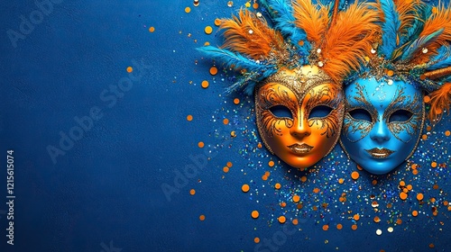 Wallpaper Mural Colorful decorative masks with feathers and confetti celebrate a festive occasion Torontodigital.ca