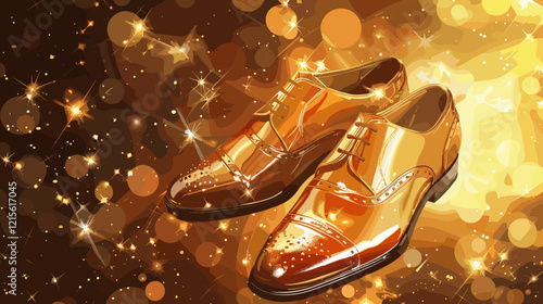 Shining Leather Shoes with Brush and Polish on Rustic Wooden Surface