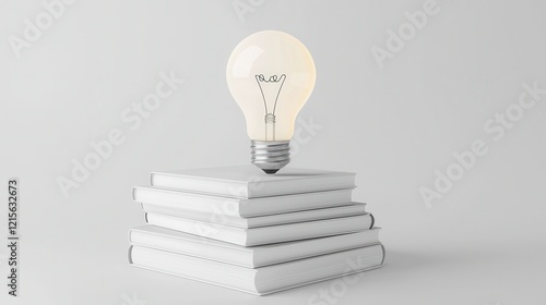 Light Bulb on Books Illuminate Your Ideas with Knowledge photo