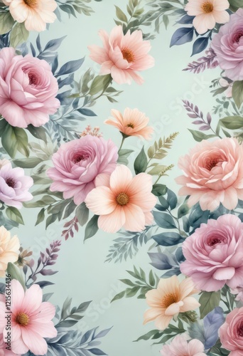 Watercolor Floral Background with Pastel Hues, pastel,  modern design,  colorful gradient