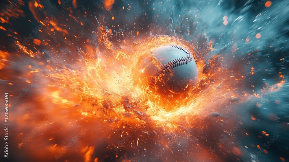 Fototapeta premium Abstract sport Baseball hit with elements of movement. Light modern dynamic effect.