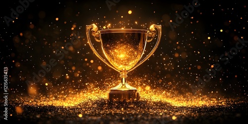 Trophy icon surrounded by glowing stars, symbolizing victory and achievement.