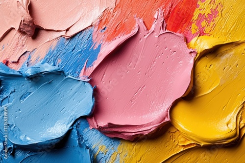 A swirling mix of colorful acrylic paints spread dynamically across a canvas, representing the freedom and excitement of artistic creation within abstract artistry.