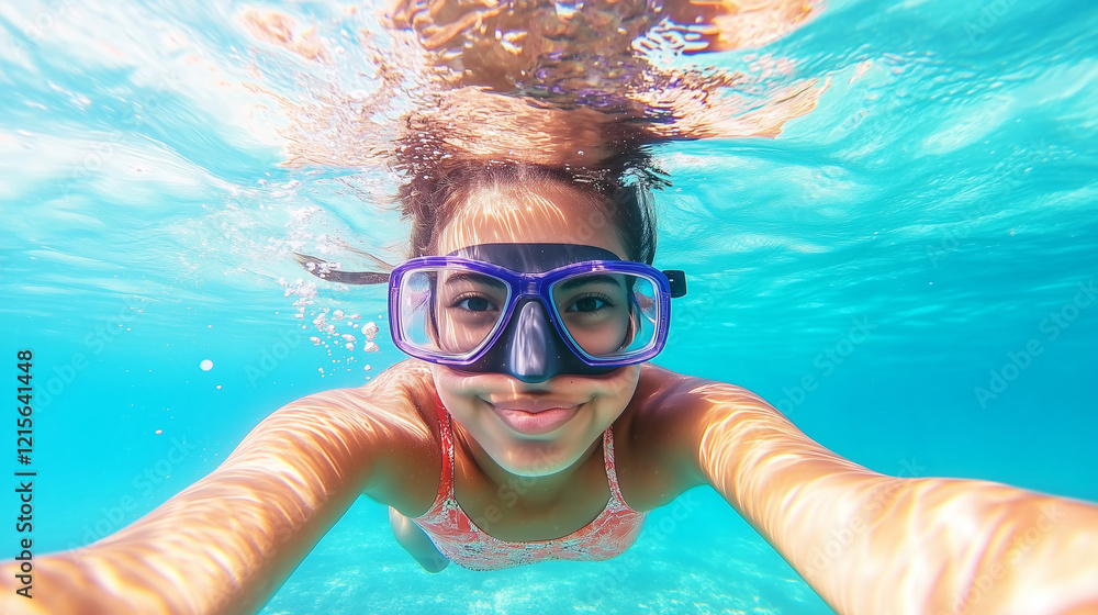 Naklejka premium Women Snorkeling in the Caribbean: Exploring the Clear Tropical Waters. Caribbean women snorkeling, tropical snorkeling experience, clear ocean waters, underwater discovery, Caribb