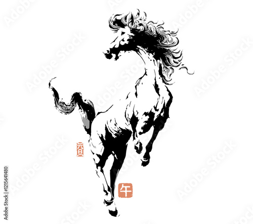 馬, 年賀状, 午年, 2026年, ベクター, 筆書き, 筆, うま, 筆文字, 線画, 競馬, お正月, 手書き, 和, 和風, 墨, 毛筆, 墨絵, 令和8年, 2026, イラスト
