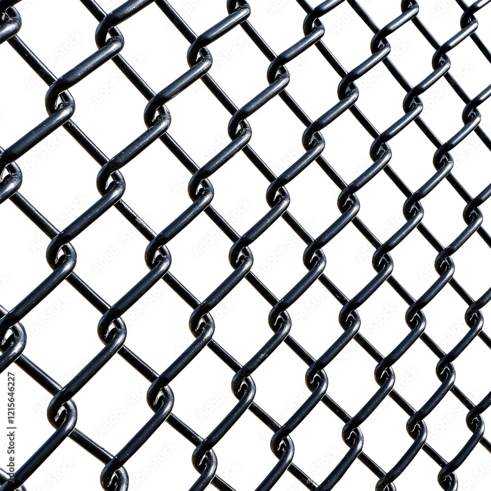 Fototapeta premium Detailed Close-up of Chain Link Fence Texture Isolated on transparent background