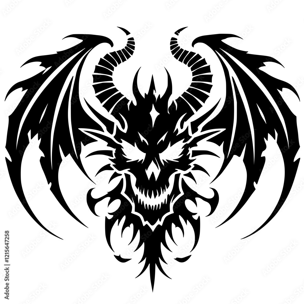 Obraz premium Dragon skull silhouette