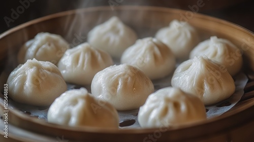 Wallpaper Mural A close-up of soft, fluffy bao buns filled with savory pork, glistening under soft lighting, inviting viewers to indulge in the deliciousness of this popular street food. Torontodigital.ca