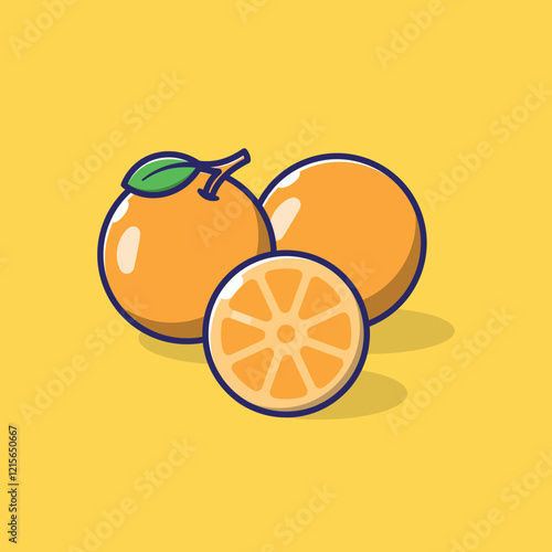 Download Oranges Fruits Vector Cartoon Illustration 