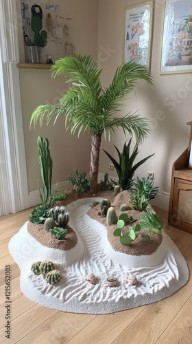 Wallpaper Mural Miniature Desert Oasis Landscape with Palm Tree and Cacti Indoor Play Scene Torontodigital.ca