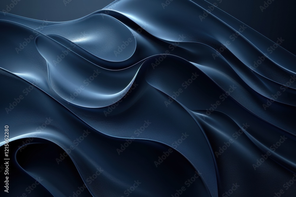 Obraz premium Sleek dark blue abstract waves. Smooth flowing curves create a minimalist yet elegant design. Soft glowing edges add depth. Professional quality.