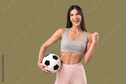 Happy sporty young woman wi...