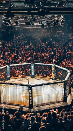 Exciting mixed martial arts match draws large crowd in packed arena at night