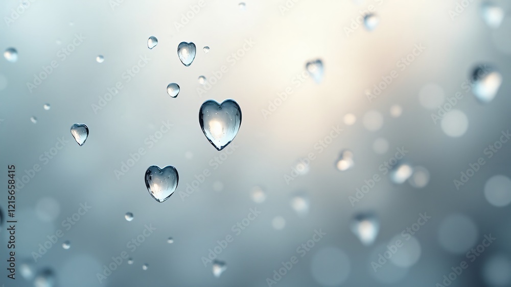 custom made wallpaper toronto digitalHeart-shaped water droplets on foggy glass, with subtle reflections and a serene, blurred gray background, evoking tender beauty and quiet emotion.