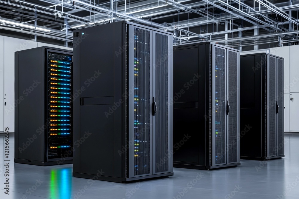 Modern data center with advanced high-tech server racks and network infrastructure Modern data center with advanced high-tech server racks and network infrastructure