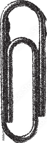 Paper clip vintage y2k stipple art, clip halftone stipple brutalist retro vector png with transparent background, office 2000s aesthetic photocopy effect tattoo