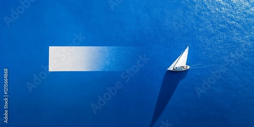 Yacht sailing on a clear blue ocean with a white space for text. photo