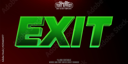 Green editable text effect, customizable exit and sign 3d font style photo