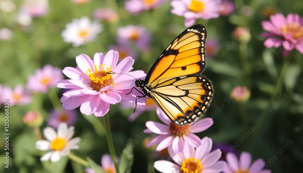 Beautiful Orange Butterfly on Pink Zinnia Flowers in a Vibrant Garden Summer Nature Scene Blooming Floral Photography art macro plant wings fauna Beautiful Orange Butterfly on Pink Zinnia Flowers in a Vibrant Garden Summer Nature Scene Blooming Floral Photography art macro plant wings fauna