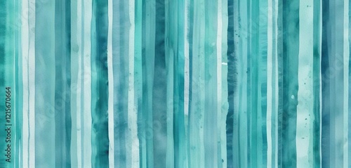 Aquamarine and turquoise multilayered stripes in watercolor style, design element, texture photo