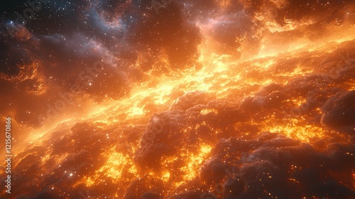 Fiery Nebula Cosmic Cloudscape Celestial Inferno photo