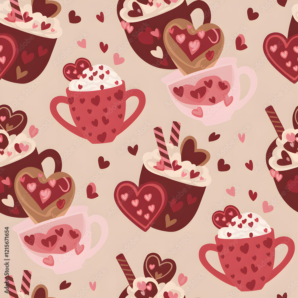 seamless pattern with hearts and coffee seamless pattern with hearts and coffee