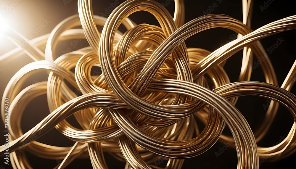 Abstract Golden Wires Intricately Intertwined Abstract Golden Wires Intricately Intertwined
