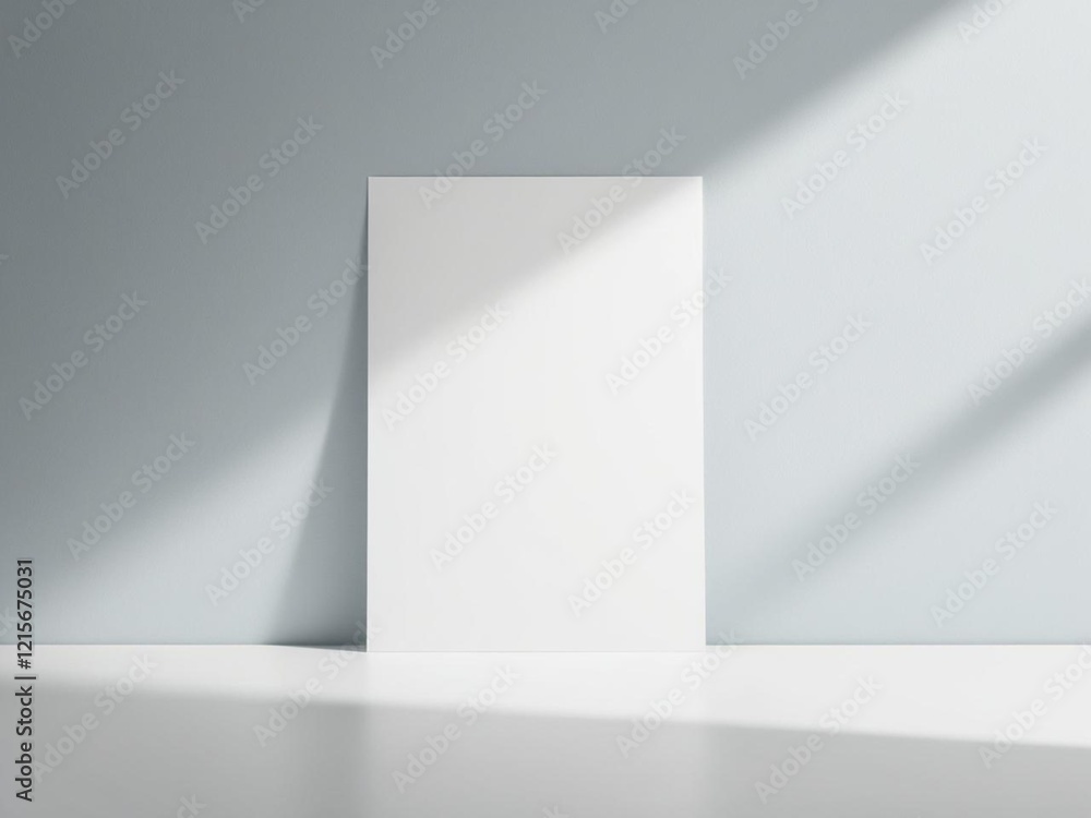 Blank white A4 paper mockup on light blue background. Blank white A4 paper mockup on light blue background.