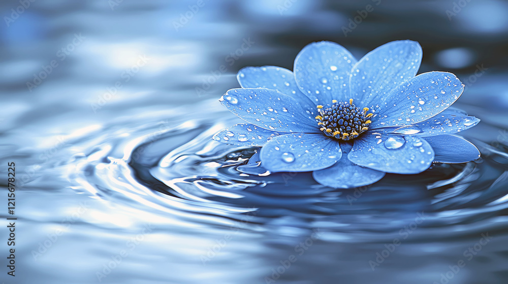 Blue Flower on Water: Serene Nature Photography Blue Flower on Water: Serene Nature Photography