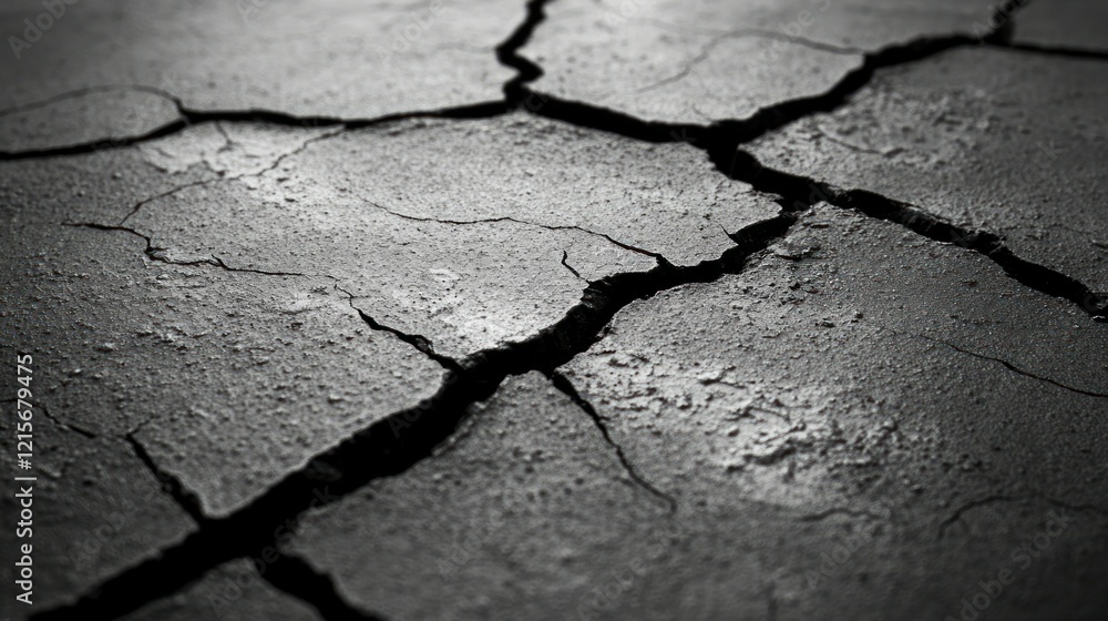 Fototapeta premium Cracked earth, drought, arid land, texture, background, monochrome, environmental, design