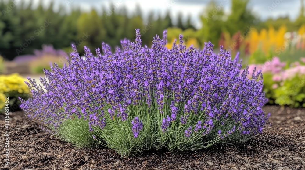 Obraz premium Lush Lavender Blooms in Garden Setting