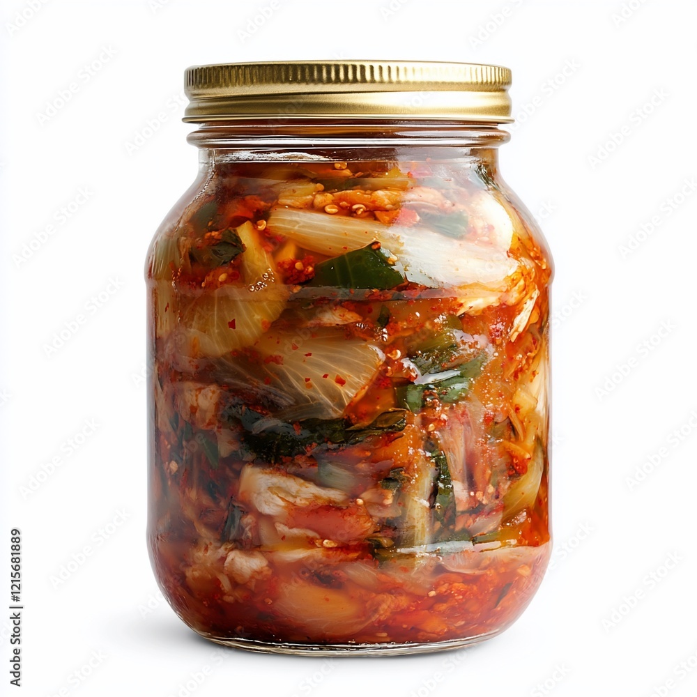 Jar of kimchi, a traditional Korean fermented cabbage dish. Jar of kimchi, a traditional Korean fermented cabbage dish.