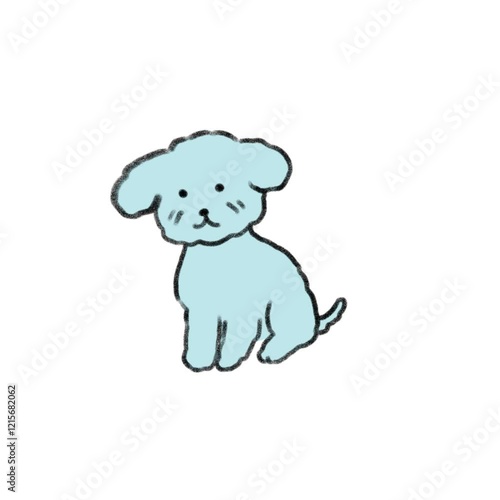 可愛いシンプルな線画の犬のトイプードル　アニメーション