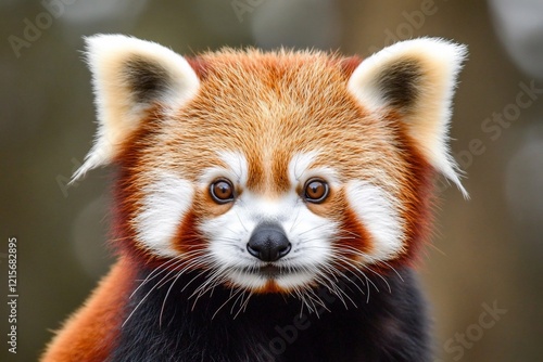 Close-up portrait of a red panda, looking directly at the camera. (1)