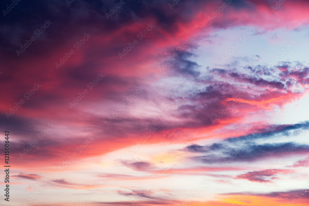 Obraz premium orange blue dramatic sunset sky nature background