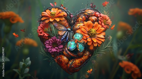 Heart of Nature A Surreal Floral Composition