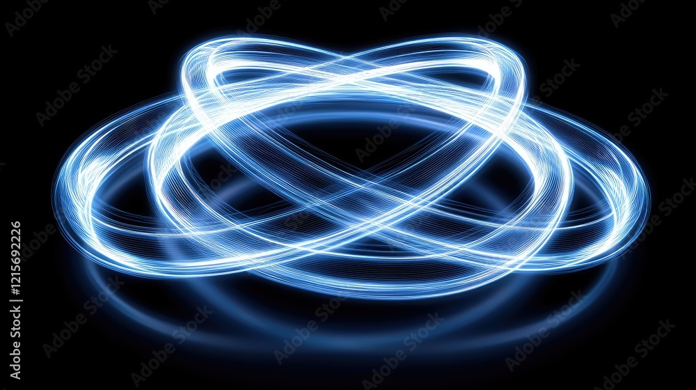 Abstract Blue Light Trails Create Intertwined Design Abstract Blue Light Trails Create Intertwined Design