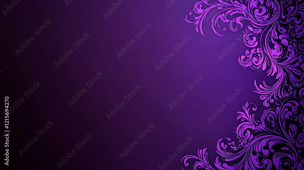 Purple Background With Elegant Floral Design Purple Background With Elegant Floral Design