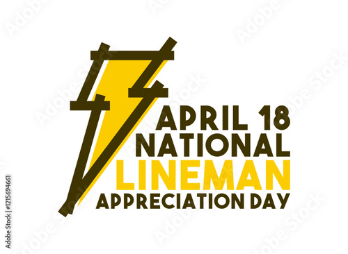 National Lineman Appreciation Day. April 18. Electric icon. White background. Poster, banner, card, background.